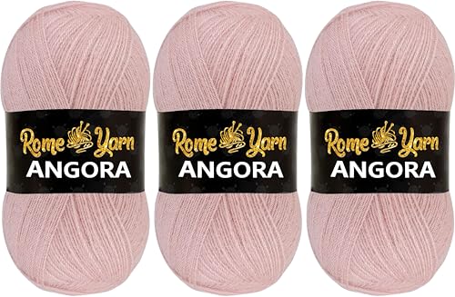 Rome Yarn Angora Garn | #2 Fein, Sport (USA), 4-fach (UK) | Mohair Wolle zum Häkeln und Stricken (3, 776 Light Pink) von Rome Yarn