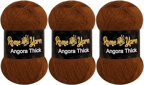 Angora Dickes Garn #3 Light Worsted DK Garn zum Stricken und Häkeln (3er-Pack, 9050) von Rome Yarn