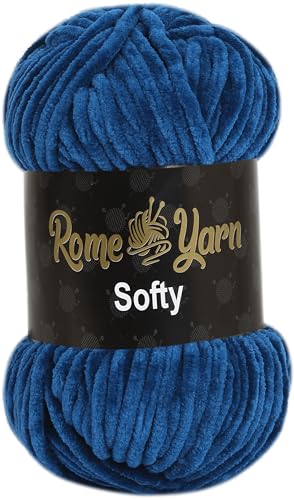 Rome Yarn Softy Velvet Garn, 100 g – 120 m, grobe Chenille-Babydecke, Amigurumi-Plüschgarn zum Häkeln, Stricken (918 Petrolblau) von Rome Yarn