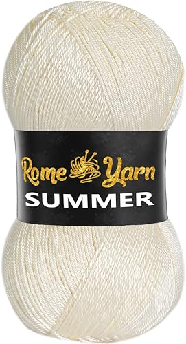 Rome Yarn Summer | Sommergarn | #2 Fein, 4 Ply (UK), Sport (USA) | Seideneffekt | 100% Mikrofaser | Anti-Pilling Acrylgarn Wolle (1 Knäuel, 25 Creme) von Rome Yarn