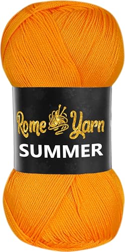 Rome Yarn Summer | Sommergarn | #2 Fein, 4 Ply (UK), Sport (USA) | Seideneffekt | 100% Mikrofaser | Anti-Pilling Acrylgarn Wolle (1 Knäuel, 273 Hellorange) von Rome Yarn