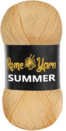 Rome Yarn Summer | Sommergarn | #2 Fein, 4 Ply (UK), Sport (USA) | Seideneffekt | 100% Mikrofaser | Anti-Pilling Acrylgarn Wolle (1 Knäuel, 275 Honigschaum) von Rome Yarn