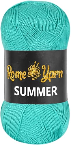 Rome Yarn Summer | Sommergarn | #2 Fein, 4 Ply (UK), Sport (USA) | Seideneffekt | 100% Mikrofaser | Anti-Pilling Acrylgarn Wolle (1 Knäuel, 440 Lebendig Grün) von Rome Yarn