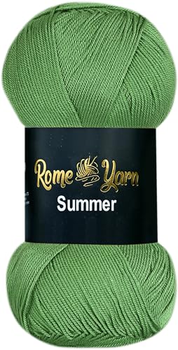 Rome Yarn Summer | Sommergarn | #2 Fein, 4 Ply (UK), Sport (USA) | Seideneffekt | 100% Mikrofaser | Anti-Pilling Acrylgarn Wolle (1 Knäuel, 486 Kieferngrün) von Rome Yarn