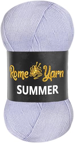 Rome Yarn Summer | Sommergarn | #2 Fein, 4 Ply (UK), Sport (USA) | Seideneffekt | 100% Mikrofaser | Anti-Pilling Acrylgarn Wolle (1 Knäuel, 714 Helles Lila) von Rome Yarn