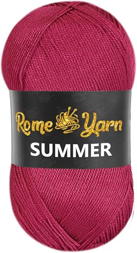 Rome Yarn Summer | Sommergarn | #2 Fein, 4 Ply (UK), Sport (USA) | Seideneffekt | 100% Mikrofaser | Anti-Pilling Acrylgarn Wolle (1 Knäuel, 747 Dunkle Pflaume) von Rome Yarn