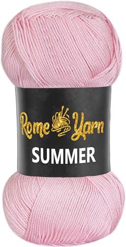 Rome Yarn Summer | Sommergarn | #2 Fein, 4 Ply (UK), Sport (USA) | Seideneffekt | 100% Mikrofaser | Anti-Pilling Acrylgarn Wolle (1 Knäuel, 768 Puderrosa) von Rome Yarn