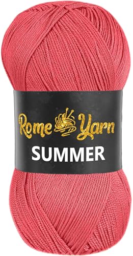 Rome Yarn Summer | Sommergarn | #2 Fein, 4 Ply (UK), Sport (USA) | Seideneffekt | 100% Mikrofaser | Anti-Pilling Acrylgarn Wolle (1 Knäuel, 810 Mohnrot) von Rome Yarn