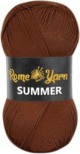 Rome Yarn Summer | Sommergarn | #2 Fein, 4 Ply (UK), Sport (USA) | Seideneffekt | 100% Mikrofaser | Anti-Pilling Acrylgarn Wolle (1 Knäuel, 858 Bitterer Kaffee) von Rome Yarn