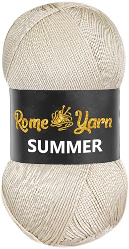 Rome Yarn Summer | Sommergarn | #2 Fein, 4 Ply (UK), Sport (USA) | Seideneffekt | 100% Mikrofaser | Anti-Pilling Acrylgarn Wolle (1 Knäuel, 861 Beige) von Rome Yarn