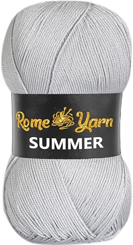 Rome Yarn Summer | Sommergarn | #2 Fein, 4 Ply (UK), Sport (USA) | Seideneffekt | 100% Mikrofaser | Anti-Pilling Acrylgarn Wolle (1 Knäuel, 941 Grau) von Rome Yarn