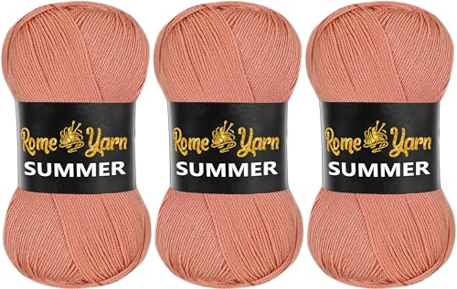 Rome Yarn Summer | Sommergarn | #2 Fein, 4 Ply (UK), Sport (USA) | Seideneffekt | 100% Mikrofaser | Anti-Pilling Acrylgarn Wolle (3 Knäuel, 103) von Rome Yarn