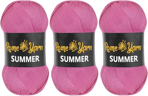 Rome Yarn Summer | Sommergarn | #2 Fein, 4 Ply (UK), Sport (USA) | Seideneffekt | 100% Mikrofaser | Anti-Pilling Acrylgarn Wolle (3 Knäuel, 775 Flieder) von Rome Yarn