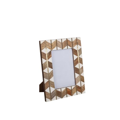 Romimex Bilderrahmen Braun Beige Holz Harz 10 x 15 x 2 cm von Romimex