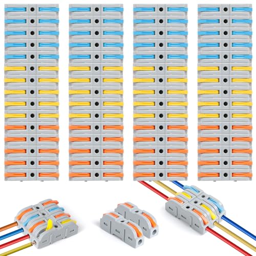 Romon Kabelverbinder, 60 Stück Klemme mit Betätigungshebel, 4mm² Leiter Kabelklemmen Elektro Elektrische Anschlussblöcke, Verbindungsklemme Elektroklemmen Können Frei Kombiniert Werden für Feste Kabe von Romon