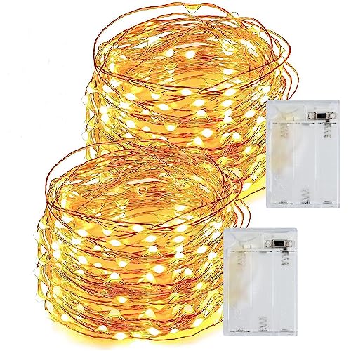 Romwish Led Lichterkette Batterie Strombetrieben, 12M 120LED Innen Kupferdraht Lichterketten für Party, Weihnachten, Hochzeit, Beleuchtung, (Warmweiß) von Romwish