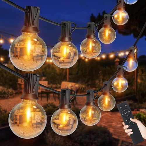 Romwish Lichterkette Außen Strom, 60M Lichterketten für Außen & Innen mit 100+4 Glühbirnen Plastik, IP44 Wasserdicht, Dimmbar lichterkette outdoor für Terrasse Biergarten Pavillon Balkon Garten von Romwish