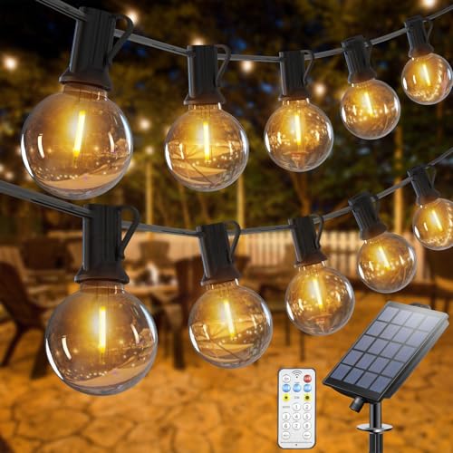 Romwish Solar Lichterkette Aussen, 17M IP44 Wetterfest Lichterkette Außen Solar Mit 25+1 Birnen, 8 Modus Outdoor Lichterkette für Balkon, Garten, Hochzeit, Haus, Weihnachten Deko(Warmweiß) von Romwish