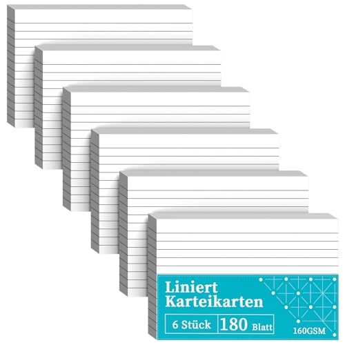 Karteikarten A6 Liniert, 180 Stück A6 Weiß Flashcards, Weiß Karteikarten Vokabelkarten, Lernkarten Beschriftbar Liniert Verdickter Karteikarte, Rezepte Vokabeln Karteikarten für Büro White Paper Karteikarten A6 Liniert, 180 Stück A6 Weiß Flashcards, Weiß Karteikarten Vokabelkarten, Lernkarten Beschriftbar Liniert Verdickter Karteikarte, Rezepte Vokabeln Karteikarten für Büro White Paper von Roneky