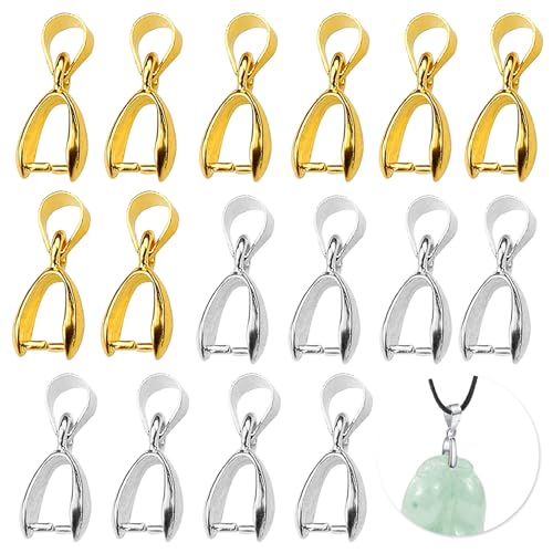 Rongxze 100 Stück Anhängerschlaufe, Anhänger Verbinder Schmuck, Schmuck Verbinder DIY, Ösen Anhänger Kettenverschluss Clip für DIY Schmuck Schmuck Zubehör, Anhänger, Halskette (Gold, Silber) von Rongxze