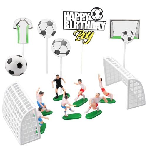 Rongxze 15 Stück Geburtstag Fußball Cake Topper, Fussball Geburtstag Tortendeko, Geburtstag Party Fußball Kuchen Deko, für Kinder Fußball Sport Party Jungen und Mädchen Geburtstagsfeier von Rongxze