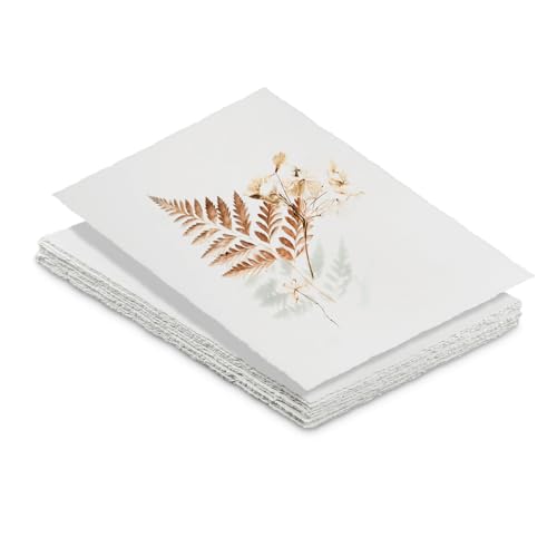 Rongxze 20 Blätter Büttenpapier 300GSM, Handgeschöpftes Papier, Aquarellpapier Mittlere Struktur 28 cm × 19 cm, für Malen von Einladungen, Grußkarten, Briefen, Skizzenschreiben von Rongxze