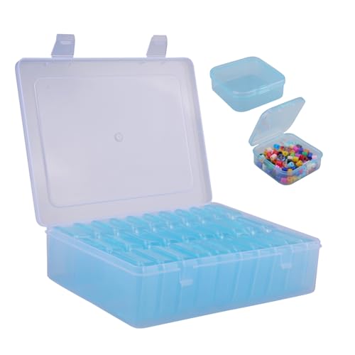 Rongxze 30 Stück Aufbewahrungsboxen Klein, Mini Sortierboxen für Kleinteile, Aufbewahrungsbox Plastikbox mit Deckel, Transparente Blau Aufbewahrungsbox für Kleine Perlen, Bastelartikel von Rongxze