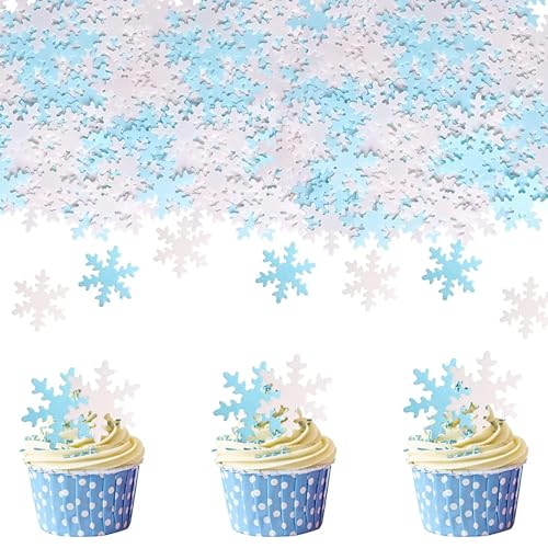 50 Stück Schneeflocken Deko,Essbare Tortendeko Snowflake Cake Decoration Frozen Tortendeko Tortendeko Eiskönigin Frozen Tortendeko Ssbare Gefrorene Kuchen Topper für Die Kuchen Dekoration(Blau Weiß) von Ronoza