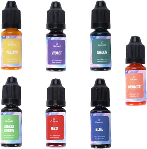 Kerzenwachs Farbe, 7 Farben Kerzenfarbe, Kerzenwachs zum Gießen, Kerzen Farbe für Sojawachs, Bienenwachs, Paraffinwachs, Gelwachs (je 10 ml) von Ronoza