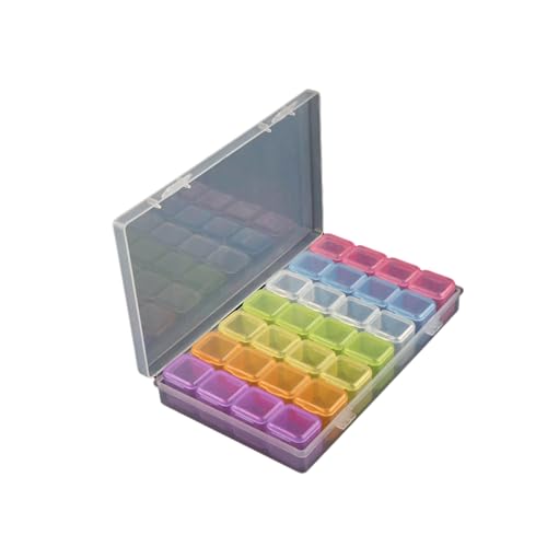 Nail-Art-Zubehör 28 Fächer Aufbewahrungsbox,Sortierbox Aufbewahrungsbox Kleinteile Plastik Aufbewahrungsbox In Farben für Kleinteile Schmuck Organizer Box Ohrringen Perlen Aufbewahrung Büromaterial von Ronoza