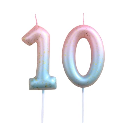 Ronoza® Geburtstagskerzen Zahlen 10, Geburtstagskerzen Kinder, Geburtstagskerze, Farbverlaufs Zahlen Kerzen Geburtstag, Geburtstagskerzen für Torte, Zahlenkerze, Kerze 10 Geburtstag von Ronoza