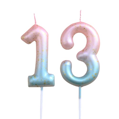 Ronoza® Geburtstagskerzen Zahlen 13, Geburtstagskerzen Kinder, Geburtstagskerze, Farbverlaufs Zahlen Kerzen Geburtstag, Geburtstagskerzen für Torte, Zahlenkerze, Kerze 13 Geburtstag von Ronoza