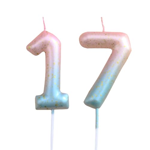 Ronoza® Geburtstagskerzen Zahlen 17, Geburtstagskerzen Kinder, Geburtstagskerze, Farbverlaufs Zahlen Kerzen Geburtstag, Geburtstagskerzen für Torte, Zahlenkerze, Kerze 17 Geburtstag von Ronoza
