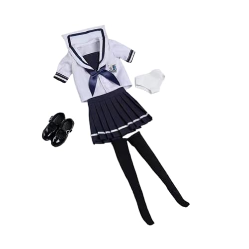 Ronyme Schuluniform-Kostüm für Puppen im Maßstab 1/6, kurzärmliges Oberteil-Set, stilvolle Actionfigur-Kleidung für 12-Zoll-weibliche Figuren, Dunkelblau von Ronyme