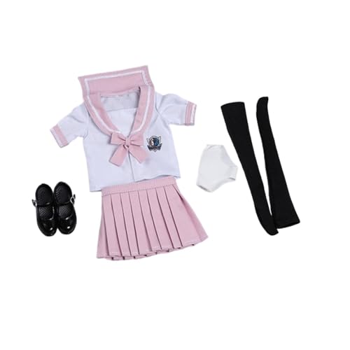 Ronyme Schuluniform-Kostüm für Puppen im Maßstab 1/6, kurzärmliges Oberteil-Set, stilvolle Actionfigur-Kleidung für 12-Zoll-weibliche Figuren, ROSA von Ronyme