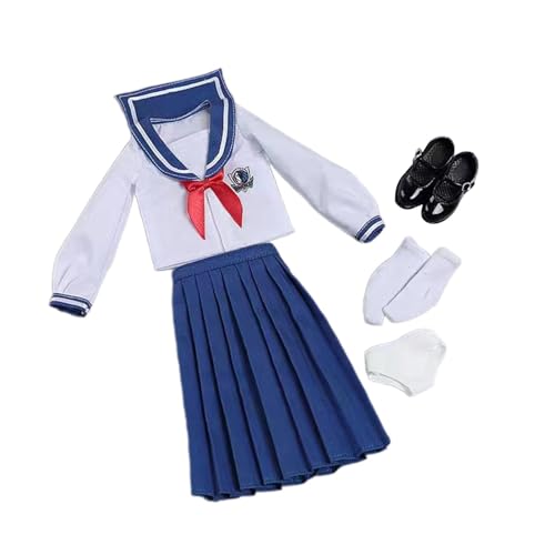 Ronyme Schuluniform-Set für Puppen im Maßstab 1/6, Langarm-Set, stylische Actionfigur-Kleidung für 12 Zoll weibliche Actionfiguren, BLAU von Ronyme