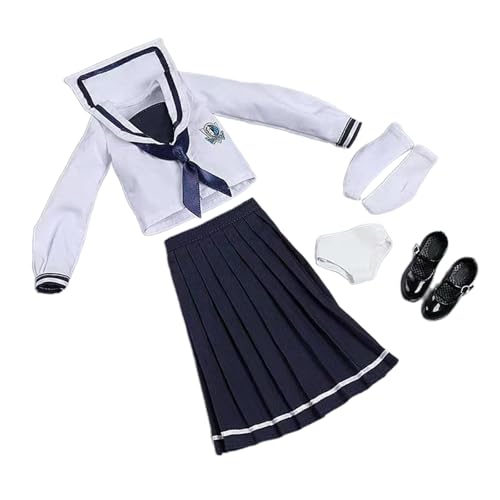 Ronyme Schuluniform-Set für Puppen im Maßstab 1/6, Langarm-Set, stylische Actionfigur-Kleidung für 12 Zoll weibliche Actionfiguren, Dunkelblau von Ronyme