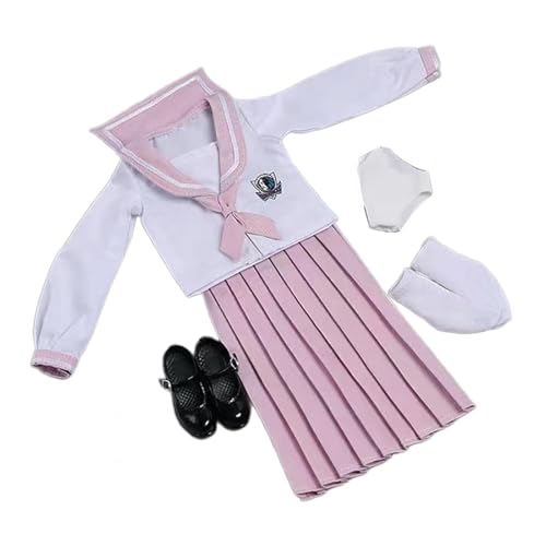 Ronyme Schuluniform-Set für Puppen im Maßstab 1/6, Langarm-Set, stylische Actionfigur-Kleidung für 12 Zoll weibliche Actionfiguren, ROSA von Ronyme