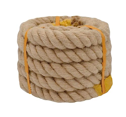 Roopeem Juteseil – 3,8 cm gedrehtes Hanfseil zum Basteln, Klettern, Anker, Hängematte, nautisch, Katzenkratzbaum, Tauziehen, Dekorieren, 3,8 cm, 6,8 m von RooPeem