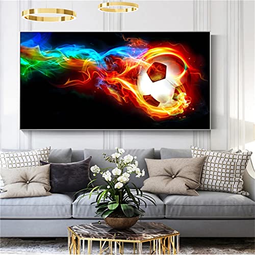 5D Diamond Painting Fußball-Regenbogen Diamant Painting Set,DIY Daiments Painting Vollbohrer Kit,Malen Nach Zahlen Erwachsene Kinder,Büro Eingang Wand Wohnzimmer Schlafzimmer Dekoration,50x100cm von Roogsoo