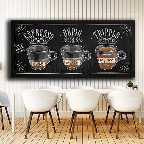 5D Diamond Painting Kaffee-Menü Diamant Painting Set, DIY Daiments Painting Vollbohrer Kit, Malen Nach Zahlen Erwachsene Kinder, Büro Eingang Wand Wohnzimmer Schlafzimmer Dekoration, 40x80cm/16x32in von Roogsoo