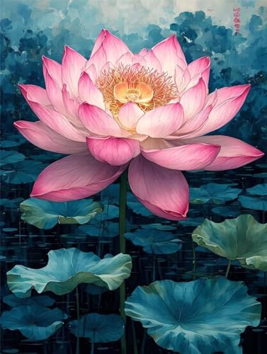 5D Diamond Painting Rosa Lotus Diamant Painting Bilder Kinder, Diamond Painting Erwachsene, DIY Eckige Vollbohrer Diamanten Malerei Stickerei Set, Weihnachten Geschenke Home Wand Dekor 10x15cm R-1310 von Roogsoo