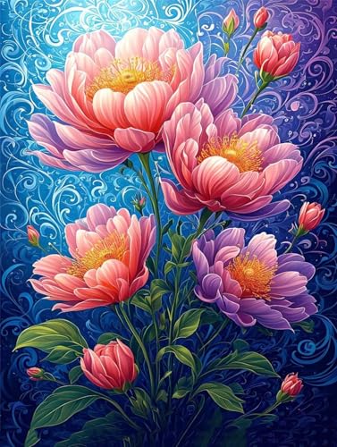 Abstrakte Blume Diamond Painting Erwachsene, 5D Diamond Painting Kinder, Diamant Painting Bilder, DIY Diamond Painting Bastelset, Diamantmalerei Basteln Bilder Arts als Geschenk Mädchen 70x100cm R-381 von Roogsoo