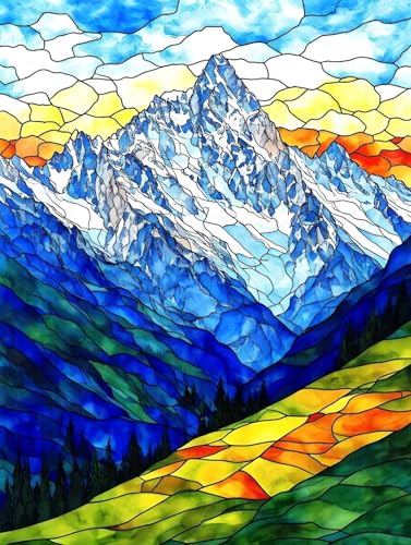 Abstrakter Berg Diamond Painting Erwachsene, 5D Diamond Painting Kinder, Diamant Painting Bilder, DIY Diamond Painting Bastelset, Diamantmalerei Basteln Bilder Arts als Geschenk Mädchen 100x150cm R576 von Roogsoo