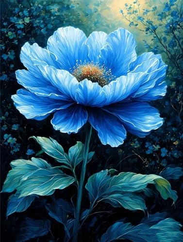 Blume Blau Diamond Painting Erwachsene, 5D Diamond Painting Kinder, Diamant Painting Bilder, DIY Diamond Painting Bastelset, Diamantmalerei Basteln Bilder Arts als Geschenk Mädchen 70x100cm R-1869 von Roogsoo