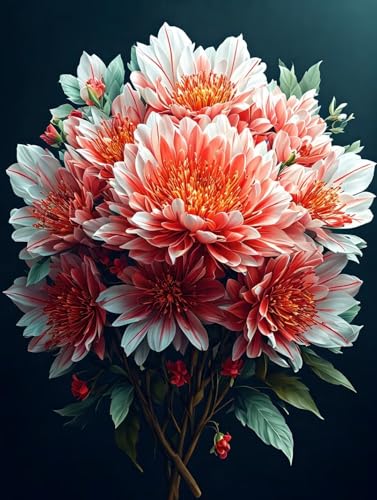 Blume Rot Diamond Painting Erwachsene, 5D Diamond Painting Kinder, Diamant Painting Bilder, DIY Diamond Painting Bastelset, Diamantmalerei Basteln Bilder Arts als Geschenk Mädchen 100x150cm R-1944 von Roogsoo