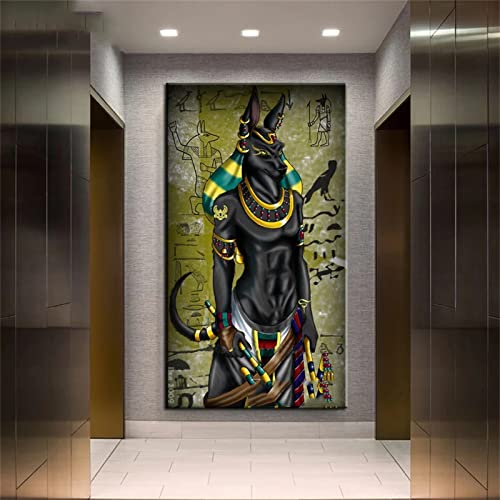 Diamant Painting Bilder,DIY 5D Diamond Painting Erwachsene Groß Stickerei Malen Nach Zahlen Kit Full Gem Art Dotz Daiments Painting Kunsthandwerk Deko Diamant Malerei Ägypten Anubis 40x120cm von Roogsoo