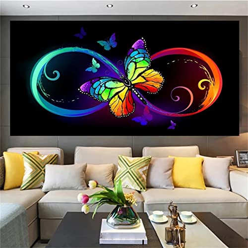 Diamant Painting Bilder,DIY 5D Diamond Painting Erwachsene Groß Stickerei Malen Nach Zahlen Kit Full Gem Art Dotz Daiments Painting Kunsthandwerk Deko Diamant Malerei Schmetterlinge 40x80cm von Roogsoo