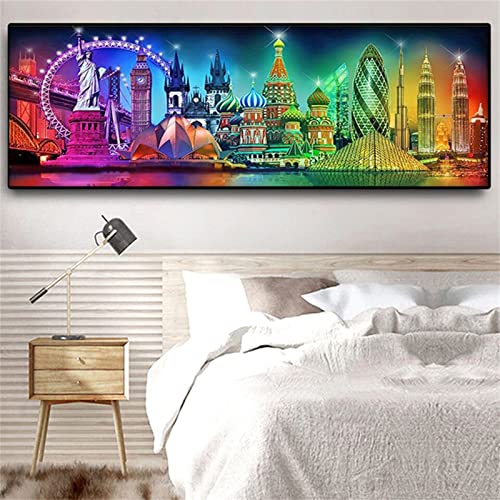 Diamond Painting London Big Ben Freiheitsstatue 5D Diamant Painting Voll Set mit Diamond Zubehör,50x150cm Leinwand Groß Bilder Malen Nach Zahlen Kinder Geschenk für Deko Wohnzimmer Schlafzimmer von Roogsoo