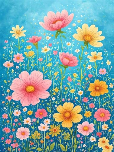 Diamond Painting Set für Erwachsen, 5D Diamond Painting Bunte Blumen Diamant Painting Bilder Kinder, DIY Diamond Painting Bastelset für Wohnzimmer und Schlafzimmer Wanddeko, Geschenk 80x120cm R-106 von Roogsoo